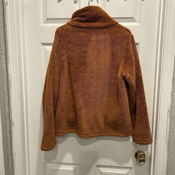 J. Crew Sweater Womens Large Brown Teddy Fleece Sherpa Pullover Pockets - Picture 6 of 7